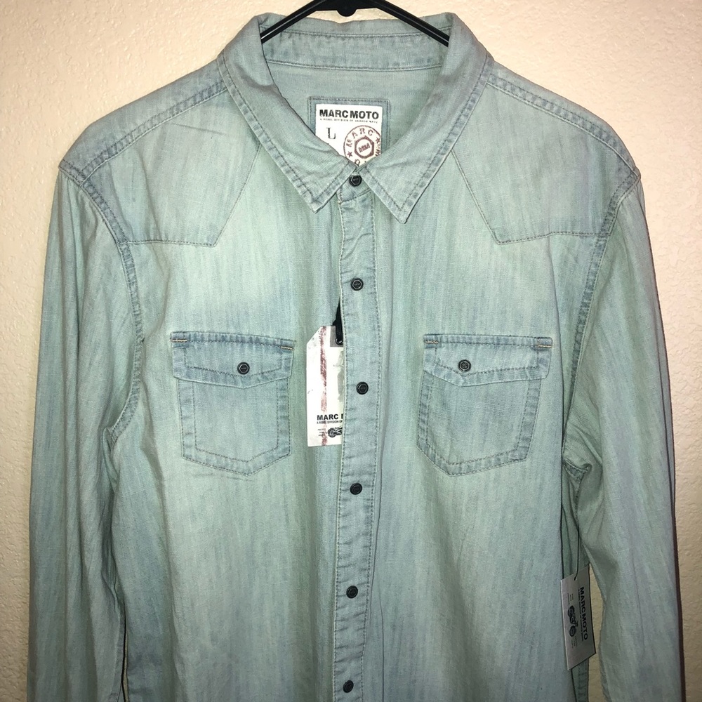 Denim color button shirt 100% cotton